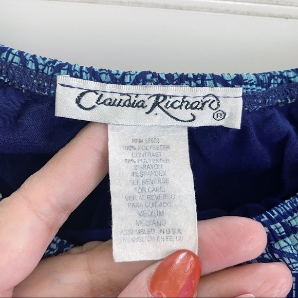 Blue blouse with overlay sheer poncho Size M - Picture 3 of 8